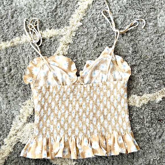 Forever 21 Tie Tank Top, Cream, Flowers - Picture 2 of 2
